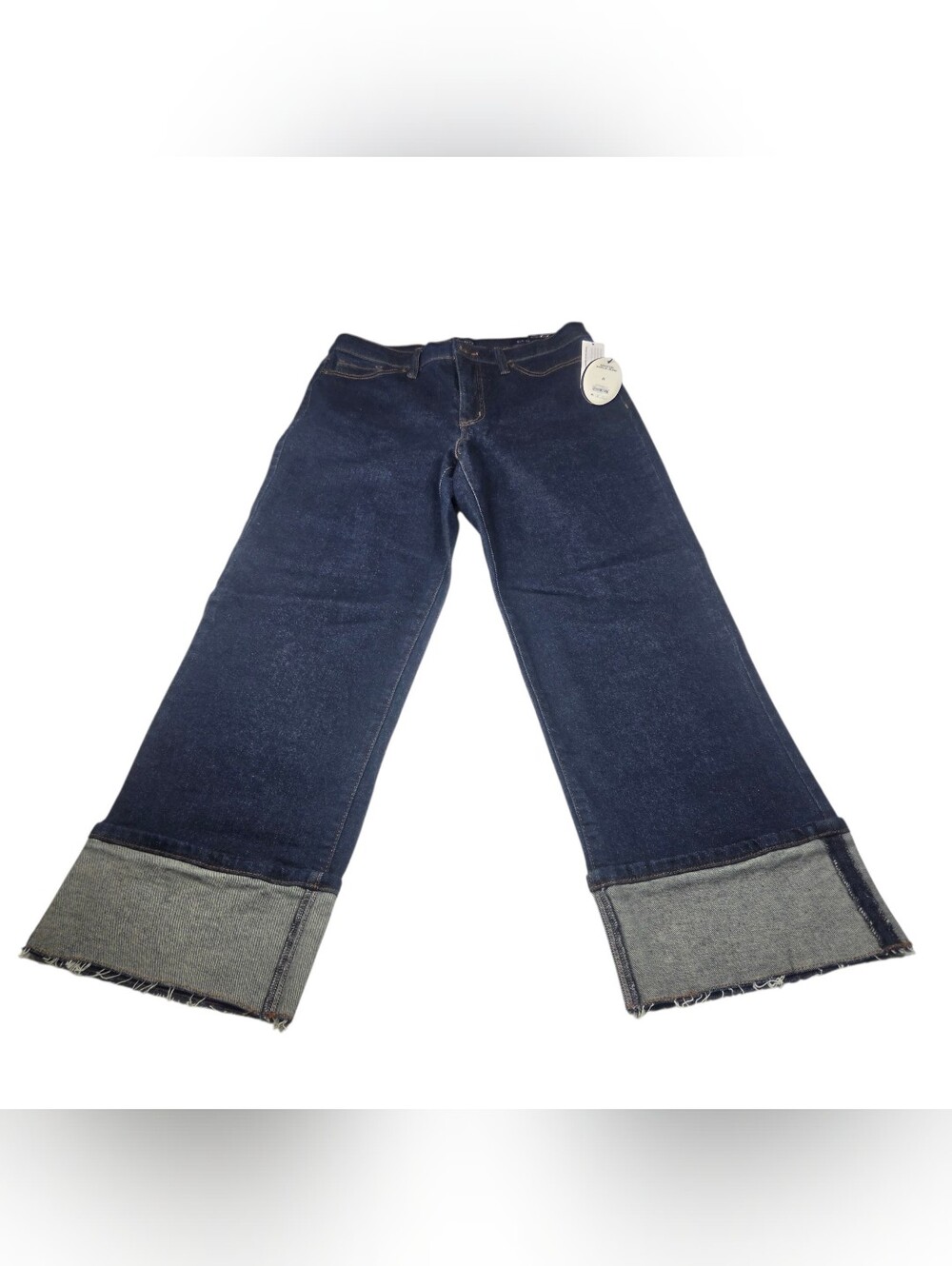 Ecco Dark Indigo Wide-Leg Jeans with Folded Cuff.